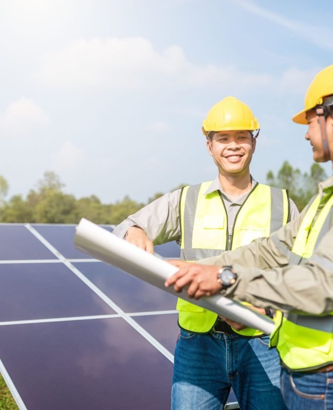 Portrait,Of,Two,Adult,Asian,Male,Engineers,Wearing,Safety,Vest